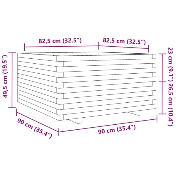 vidaXL Plantekasse 90x90x49,5 cm heltre douglasgran