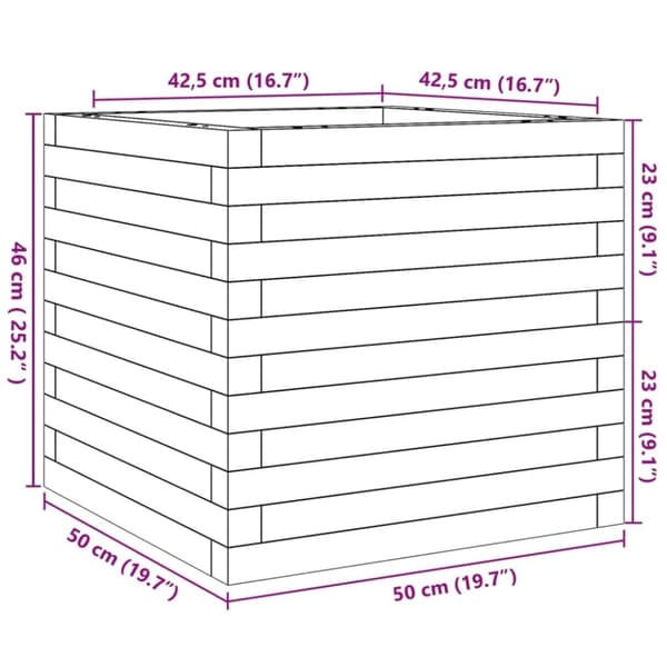 vidaXL Plantekasse hvit 50x50x46 cm heltre furu