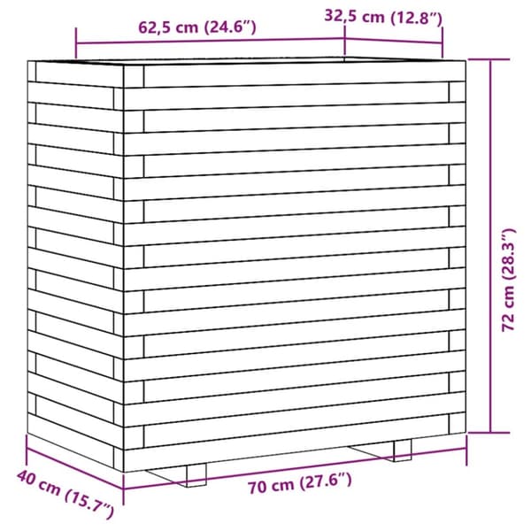 vidaXL Plantekasse voksbrun 70x40x72 cm heltre furu