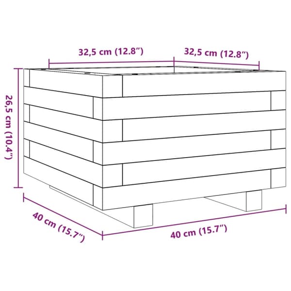 vidaXL plantekasse 40x40x26,5 cm massivt fyrretræ