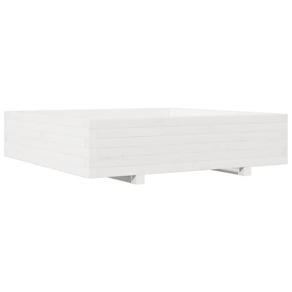 vidaXL Odlingslåda vit 100x100x26,5 cm massiv furu