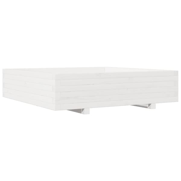 vidaXL Odlingslåda vit 100x100x26,5 cm massiv furu