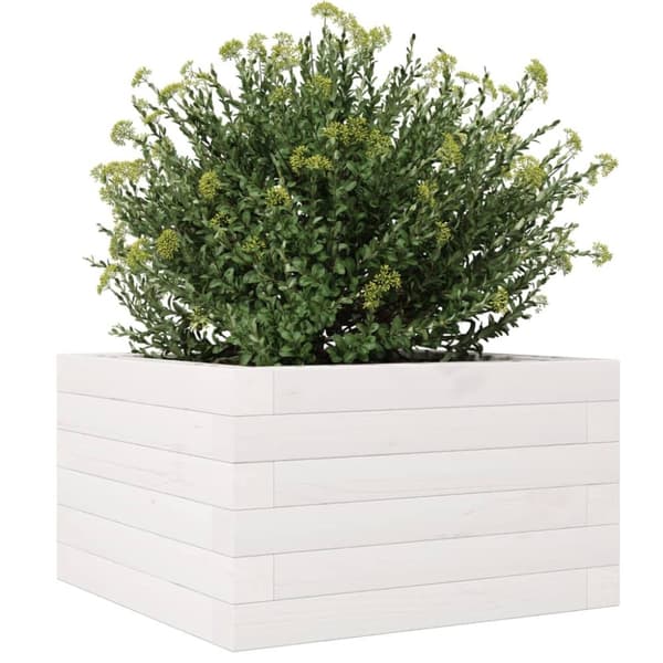 vidaXL Hageplantekasse hvit 40x40x23 cm heltre furu