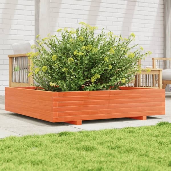 vidaXL Odlingslåda vaxbrun 110x110x26,5 cm massiv furu