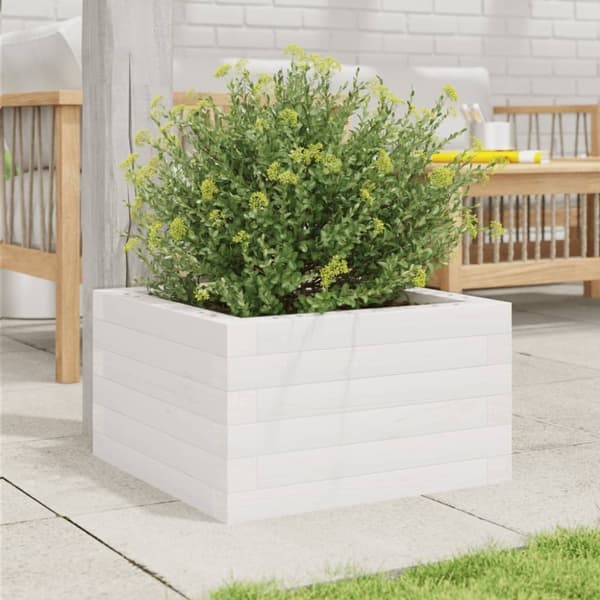 vidaXL plantekasse 40x40x23 cm massivt fyrretræ hvid