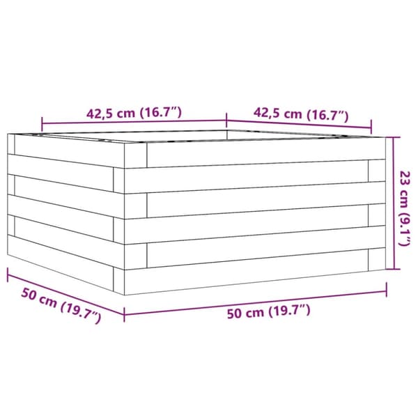vidaXL plantekasse 50x50x23 cm massivt fyrretræ gyldenbrun