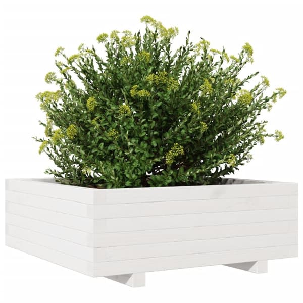 vidaXL Plantekasse hvit 70x70x26,5 cm heltre furu