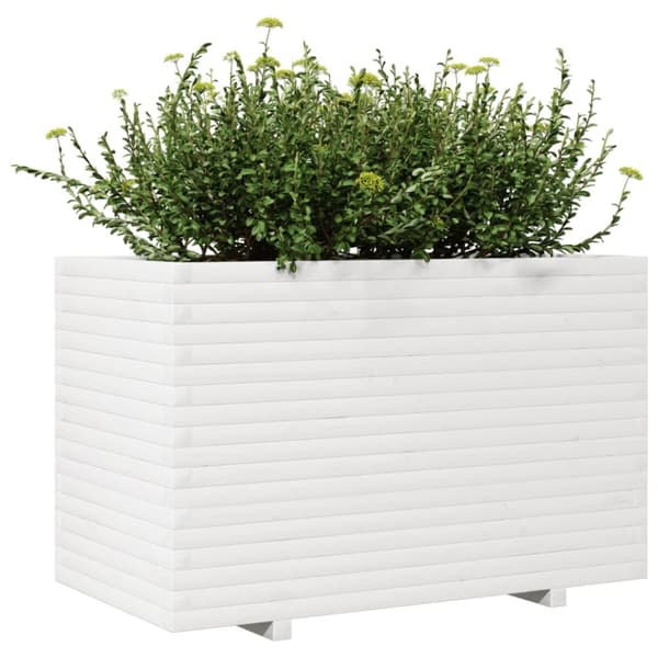 vidaXL Plantekasse hvit 110x60x72 cm heltre furu