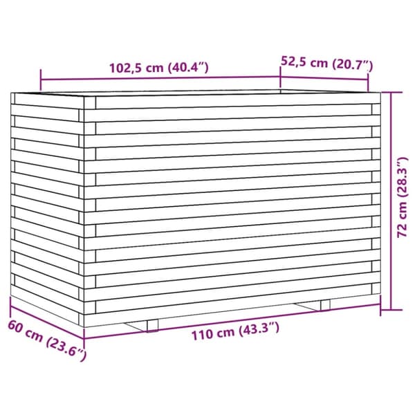 vidaXL Plantekasse hvit 110x60x72 cm heltre furu