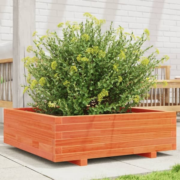 vidaXL plantekasse 80x80x26,5 cm massivt fyrretræ gyldenbrun