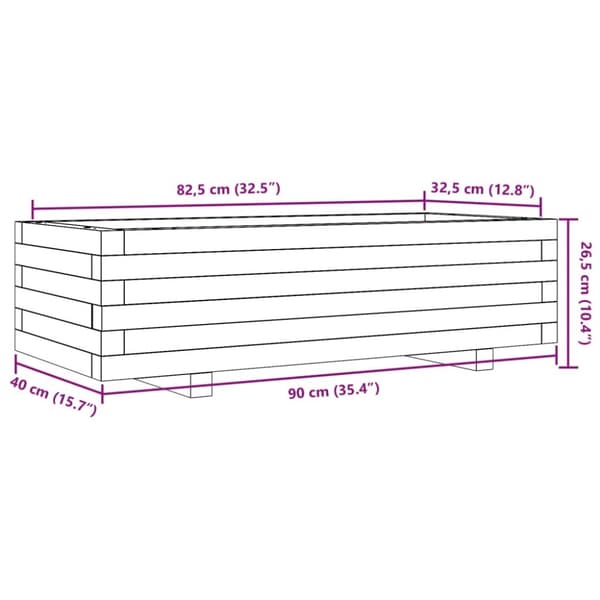 vidaXL plantekasse 90x40x26,5 cm massivt fyrretræ