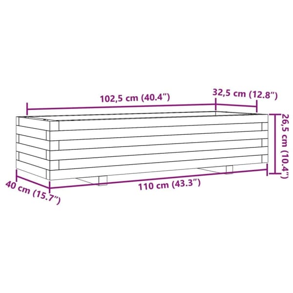 vidaXL plantekasse 110x40x26,5 cm massivt fyrretræ