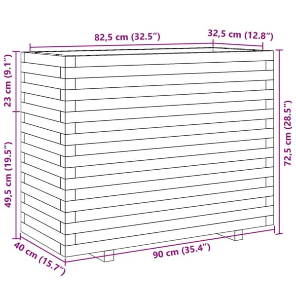 vidaXL Odlingslåda 90x40x72,5 cm massivt furuträ