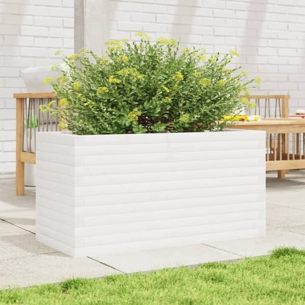 vidaXL Odlingslåda vit 90x40x46 cm massiv furu