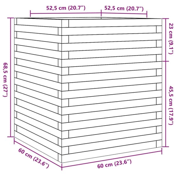 vidaXL Plantekasse hvit 60x60x68,5 cm heltre furu