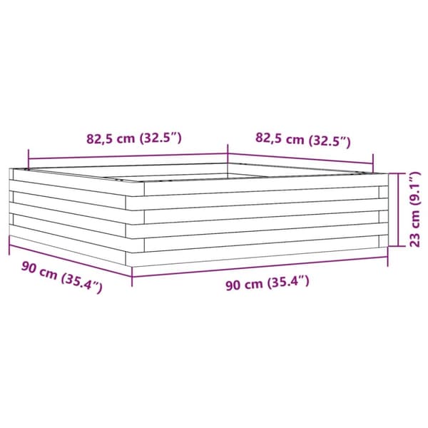 vidaXL Plantekasse 90x90x23 cm heltre furu