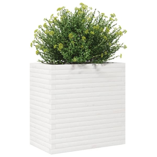 vidaXL Odlingslåda vit 70x40x68,5 cm massiv furu