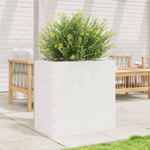 vidaXL Odlingslåda vit 70x40x68,5 cm massiv furu