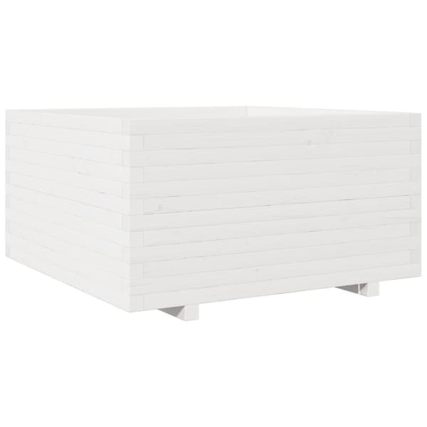 vidaXL Odlingslåda vit 90x90x49,5 cm massiv furu