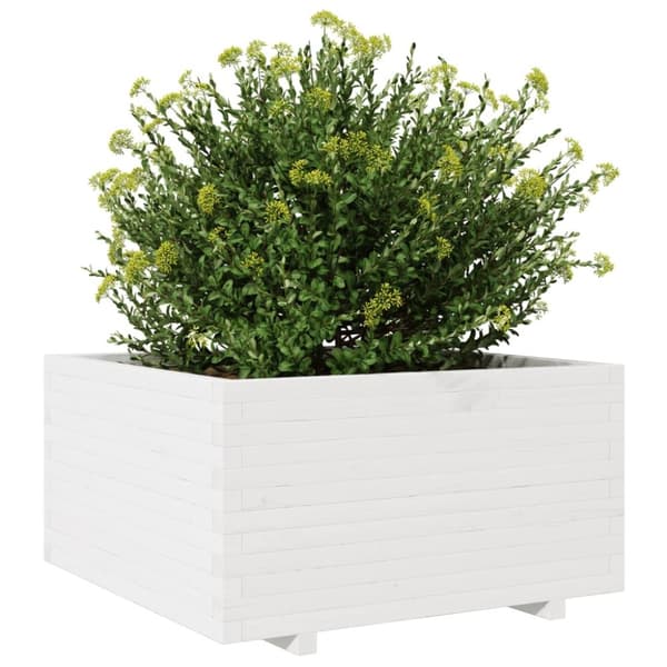 vidaXL Odlingslåda vit 90x90x49,5 cm massiv furu