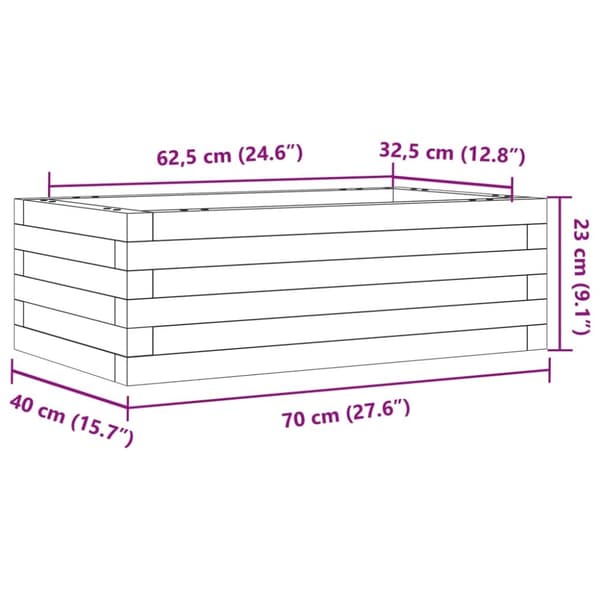 vidaXL plantekasse 70x40x23 cm imprægneret fyrretræ