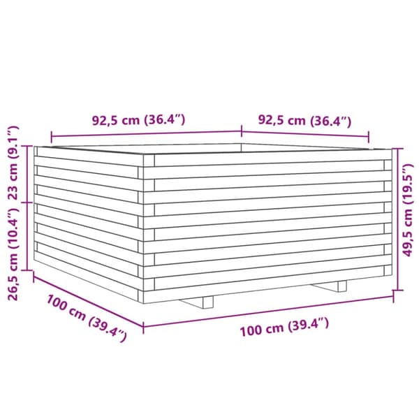 vidaXL Puutarhakukkalaatikko 100x100x49,5 cm täysi douglaskuusi
