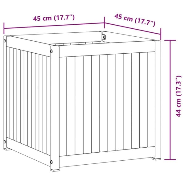 vidaXL Plantekasse 45x45x44 cm helte akasie