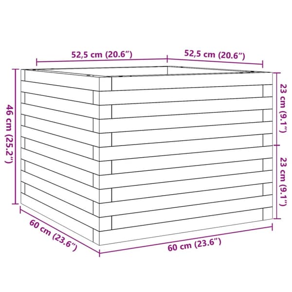 vidaXL Plantekasse voksbrun 60x60x46 cm heltre furu