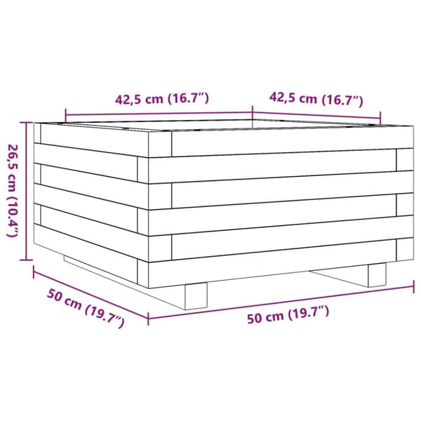 vidaXL Plantekasse voksbrun 50x50x26,5 cm heltre furu
