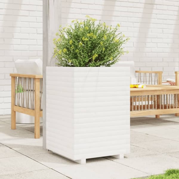 vidaXL Odlingslåda 50x50x72 cm vit massiv furu
