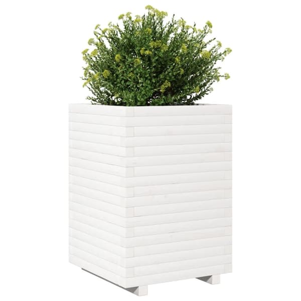vidaXL Odlingslåda 50x50x72 cm vit massiv furu