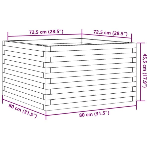 vidaXL Odlingslåda 80x80x45,5 cm massivt furuträ