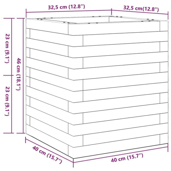 vidaXL Plantekasse voksbrun 40x40x46 cm heltre furu