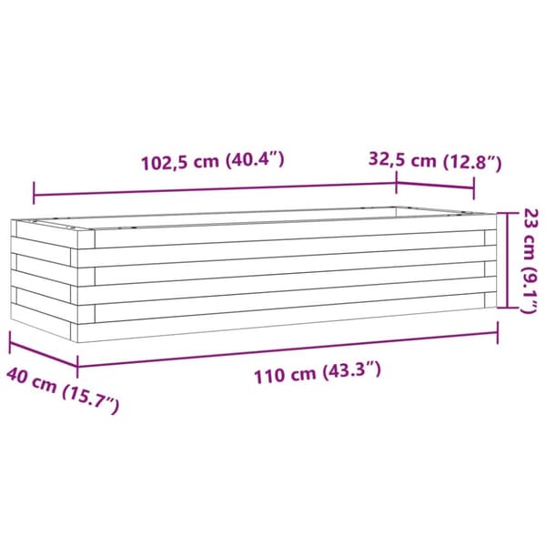 vidaXL Hageplantekasse voksbrun 110x40x23 cm heltre furu