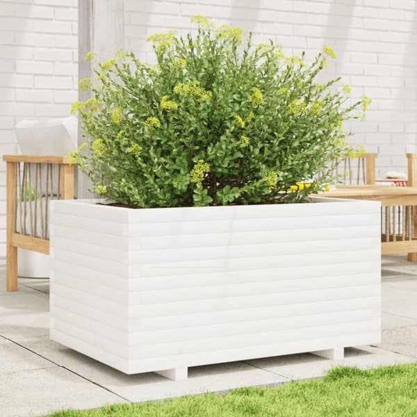 vidaXL plantekasse 90x60x49,5 cm massivt fyrretræ hvid