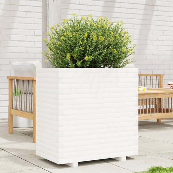 vidaXL plantekasse 70x40x72,5 cm massivt fyrretræ hvid