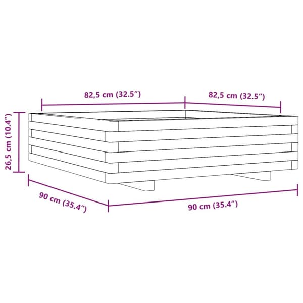 vidaXL Odlingslåda 90x90x26,5 cm massivt douglasträ