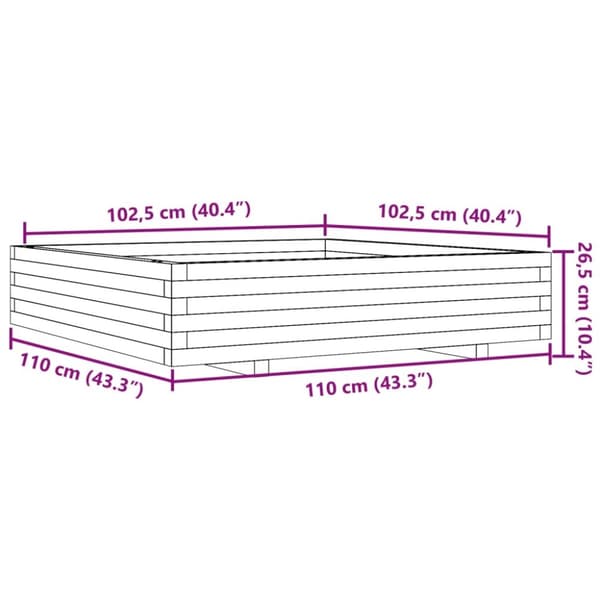 vidaXL Plantekasse 110x110x26,5 cm heltre furu