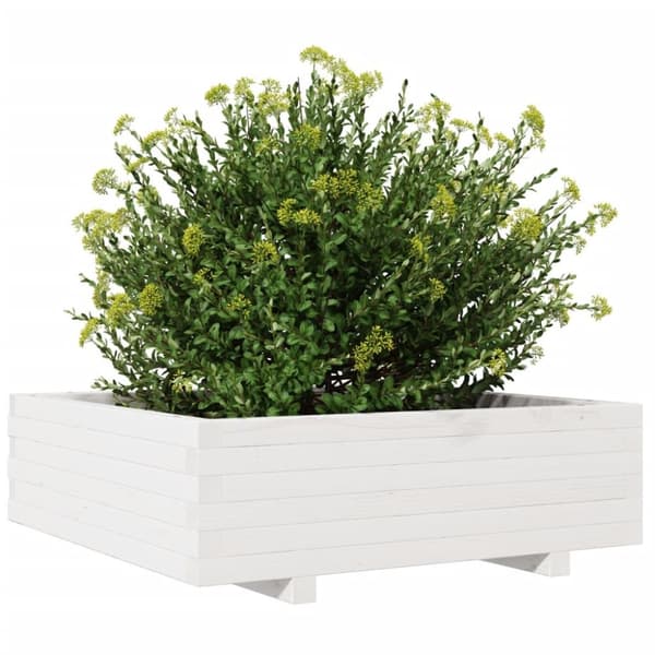 vidaXL Plantekasse hvit 80x80x26,5 cm heltre furu
