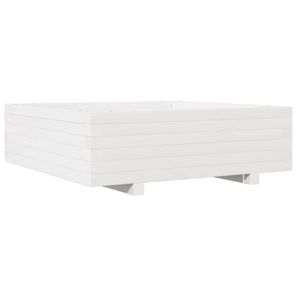 vidaXL Plantekasse hvit 80x80x26,5 cm heltre furu