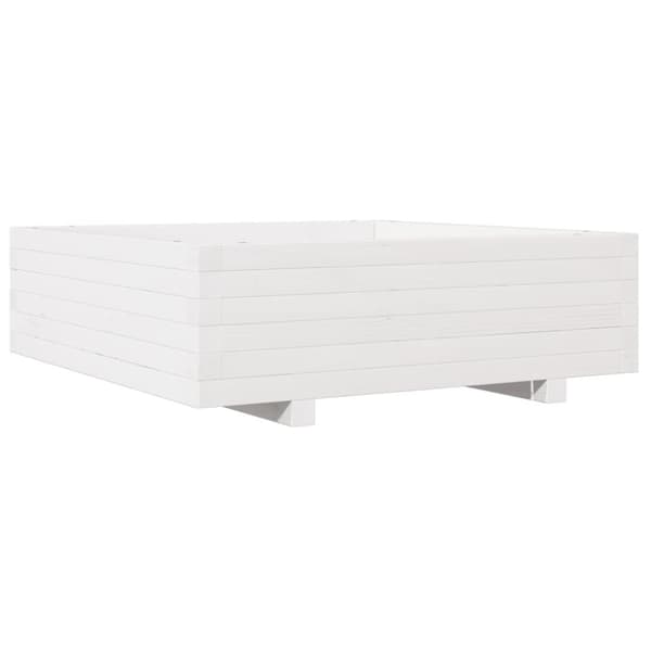 vidaXL Plantekasse hvit 80x80x26,5 cm heltre furu