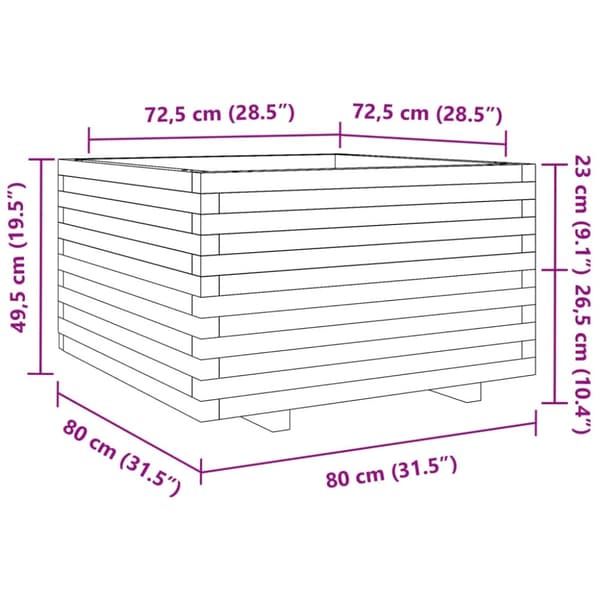 vidaXL plantekasse 80x80x49,5 cm imprægneret fyrretræ