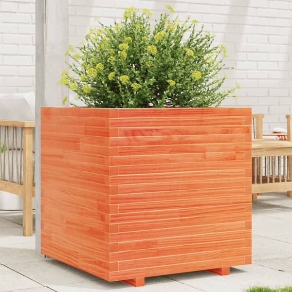 vidaXL plantekasse 70x70x72 cm massivt fyrretræ gyldenbrun
