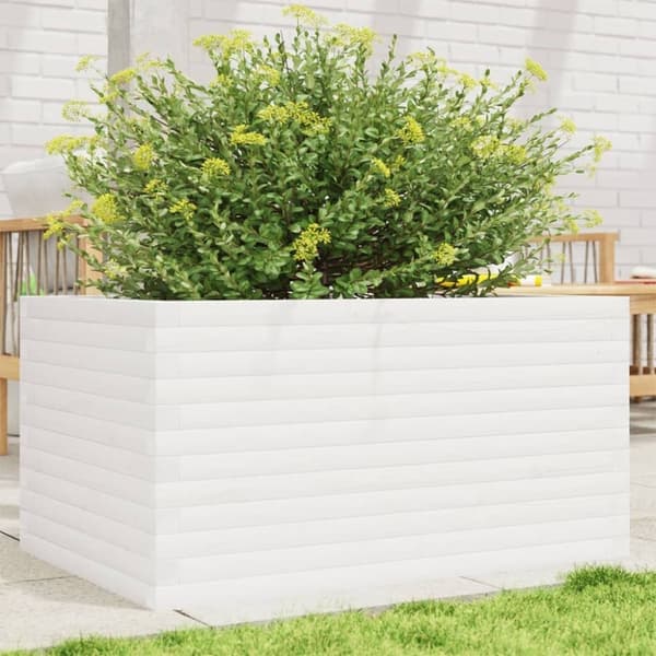 vidaXL plantekasse 90x60x46 cm massivt fyrretræ hvid