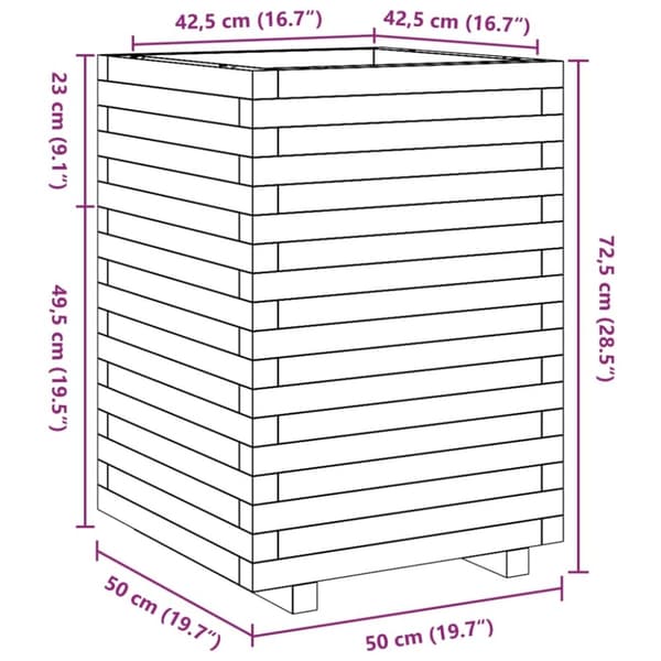 vidaXL Plantekasse 50x50x72,5 cm impregnert furu