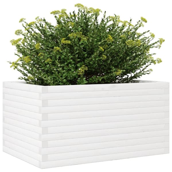 vidaXL Plantekasse hvit 90x60x46 cm heltre furu