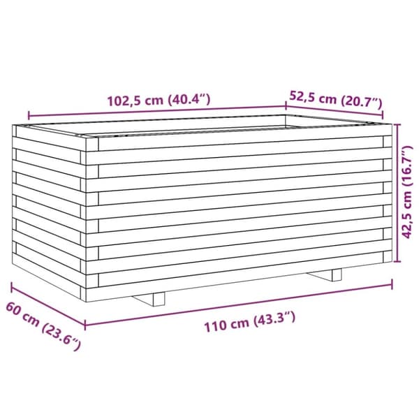 vidaXL plantekasse 110x60x49,5 cm imprægneret fyrretræ