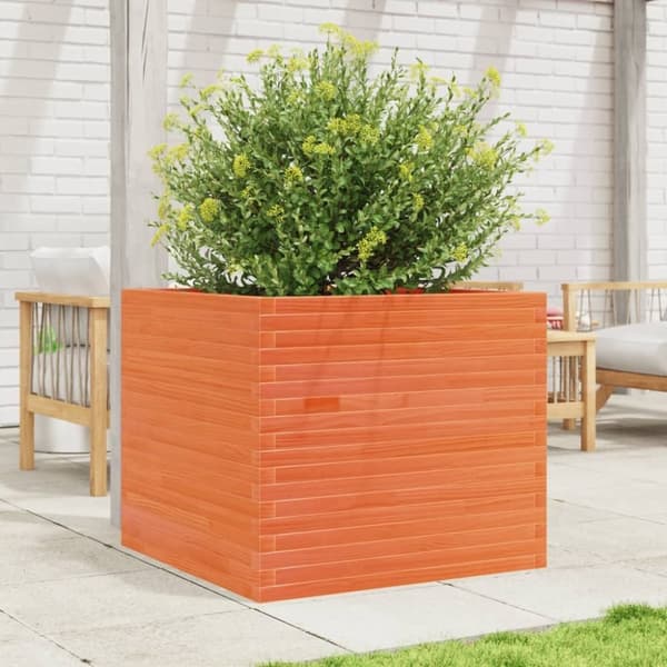 vidaXL plantekasse 80x80x68,5 cm massivt fyrretræ gyldenbrun