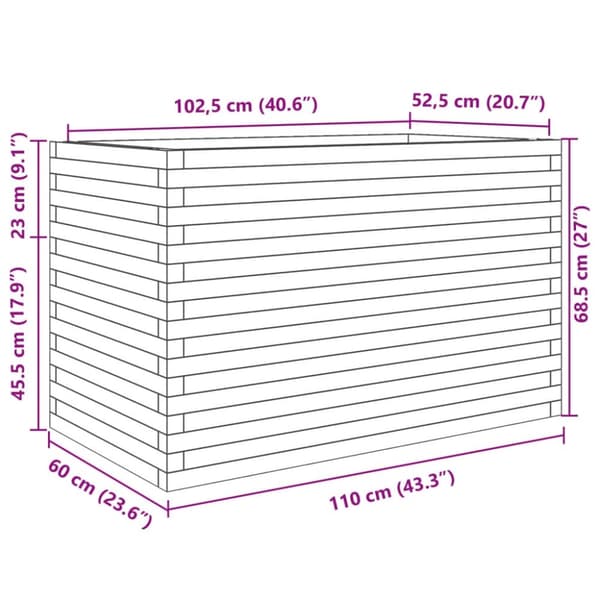 vidaXL plantekasse 110x60x68,5 cm massivt fyrretræ