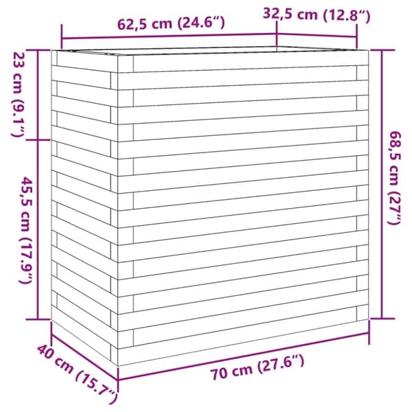 vidaXL Plantekasse 70x40x68,5 cm impregnert furu